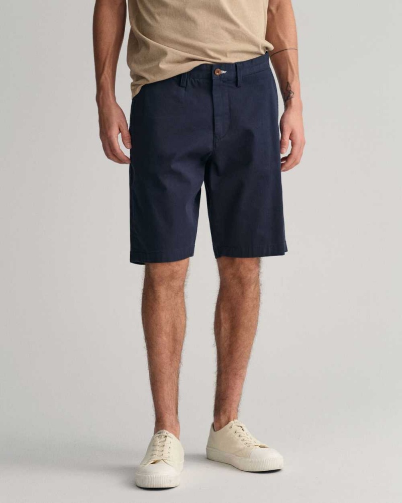 Gant Relaxed Fit Twill Men's Shorts Marine | SRIPD-3856