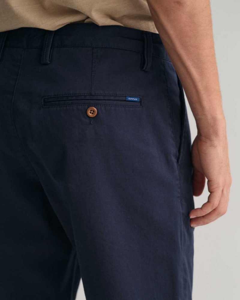 Gant Relaxed Fit Twill Men's Shorts Marine | SRIPD-3856