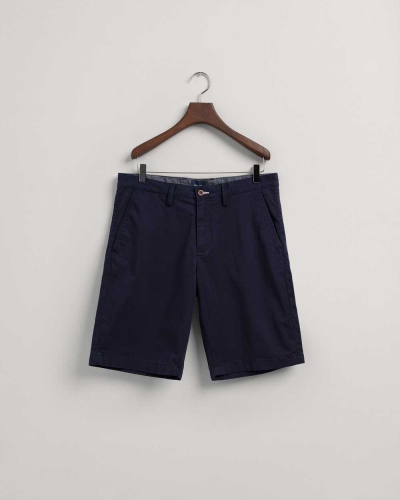 Gant Relaxed Fit Twill Men's Shorts Marine | SRIPD-3856