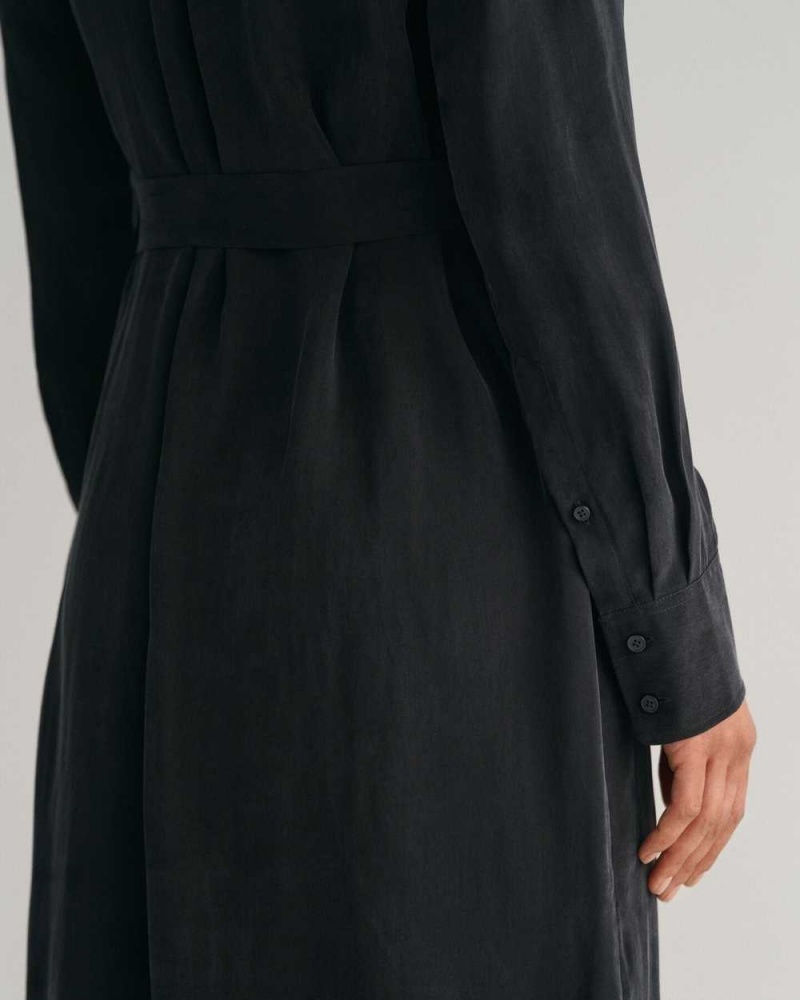 Gant Relaxed Fit Utility Shirt Women's Dress Ebony Black | GEHIZ-1697