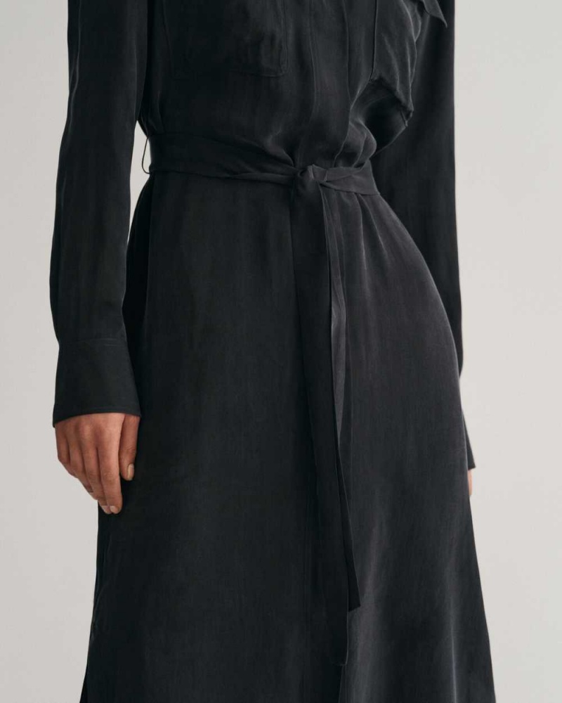 Gant Relaxed Fit Utility Shirt Women's Dress Ebony Black | GEHIZ-1697