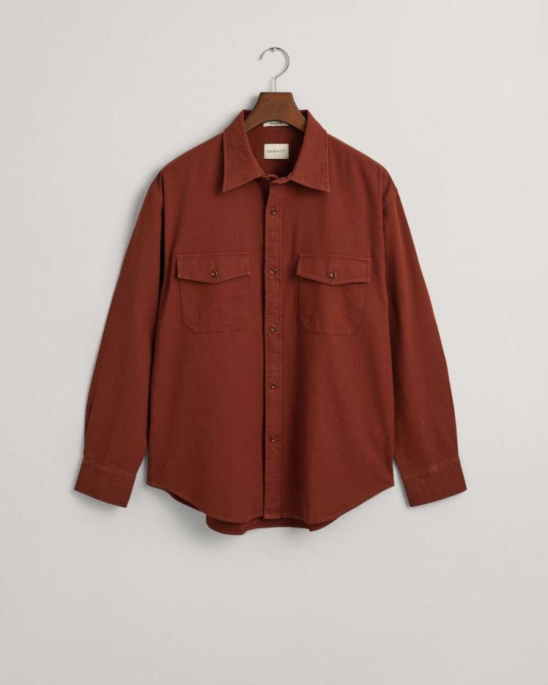 Gant Relaxed Fit Utility Women's Shirts Weathered Brown | JXKOC-9136