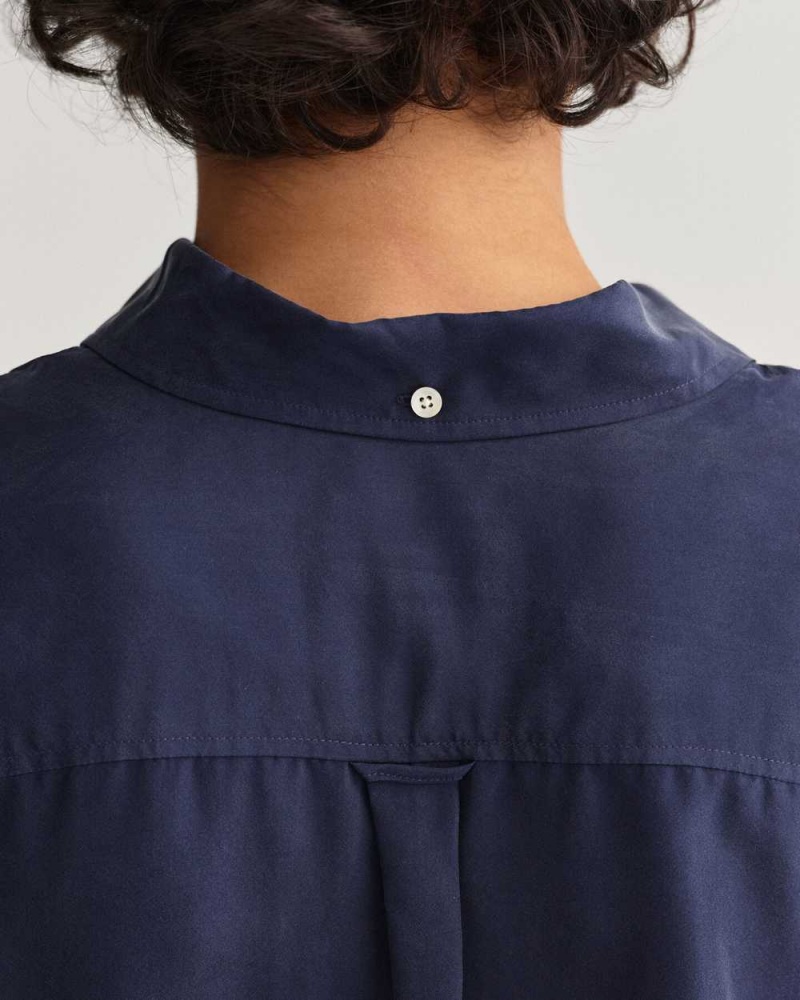 Gant Relaxed Silk Women's Shirts Classic Blue | WLTQH-9712