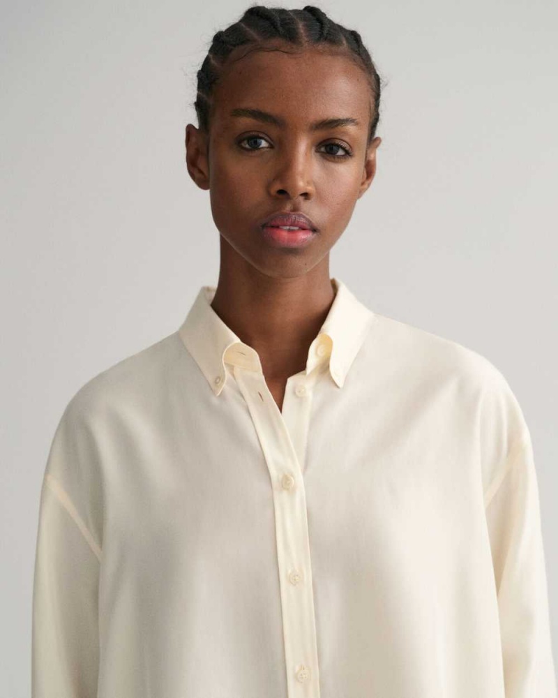 Gant Relaxed Silk Women's Shirts Linen | NEIOW-8136