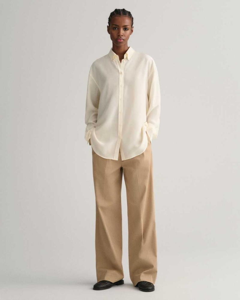 Gant Relaxed Silk Women's Shirts Linen | NEIOW-8136