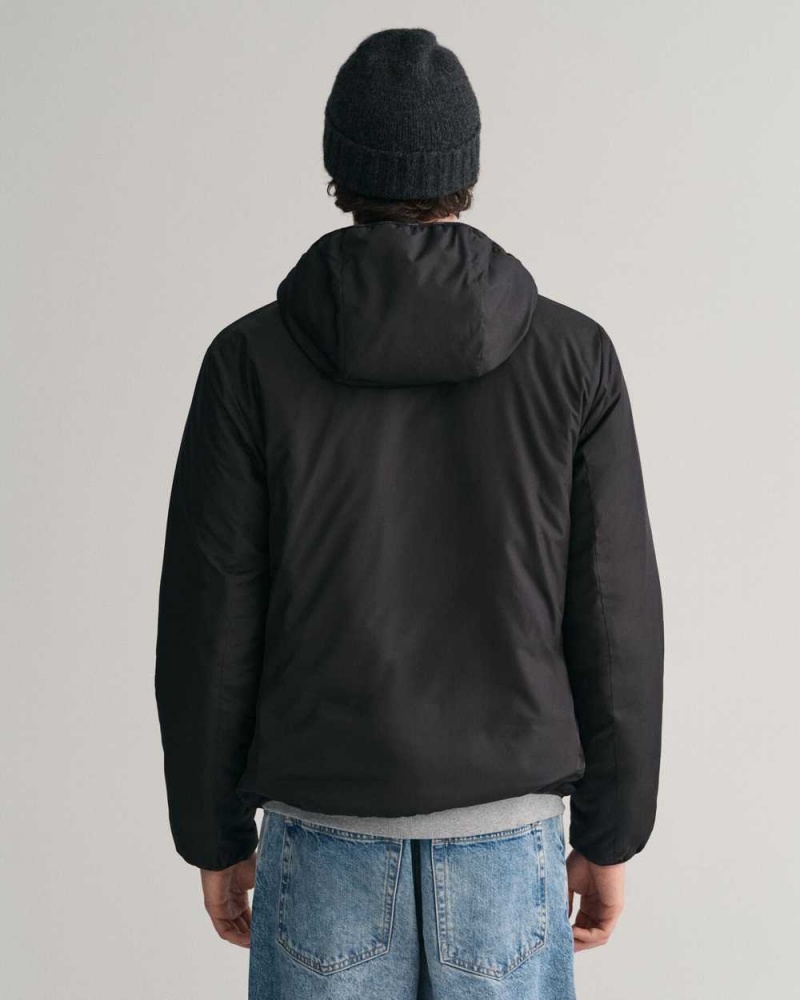 Gant Reversible Hooded Men's Jackets Black | ZHJUM-9347