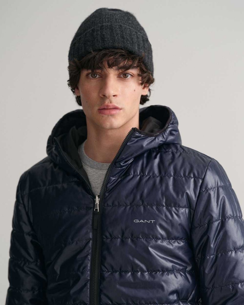 Gant Reversible Hooded Men's Jackets Black | ZHJUM-9347