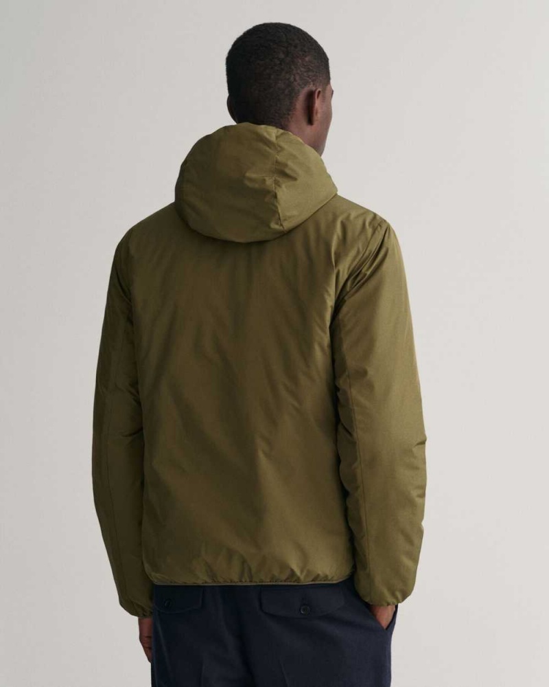 Gant Reversible Hooded Men's Jackets Dark Cactus | YADBH-7562