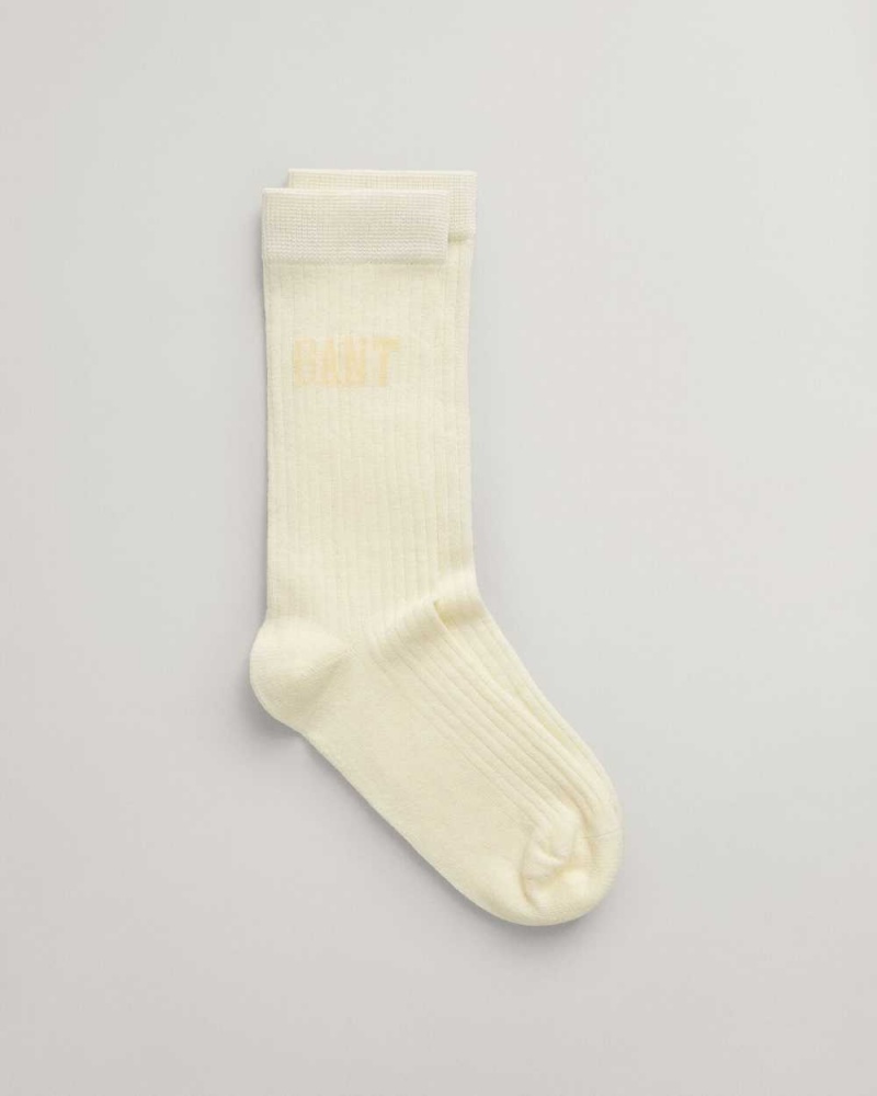 Gant Ribbed Women\'s Socks Cream | NUJQS-2039