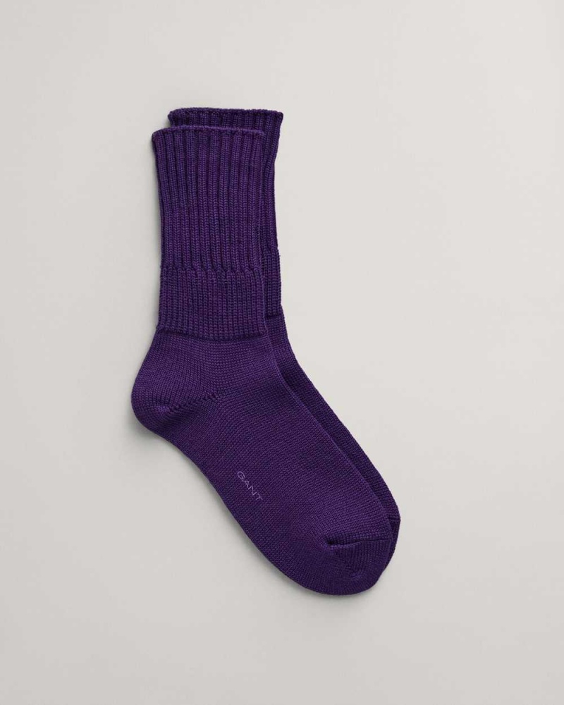 Gant Ribbed Wool Women\'s Socks Pansy Purple | YKXRE-4712