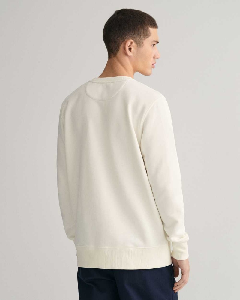 Gant Shield Crew Neck Men's Sweatshirts Beige White | XLRAZ-6037