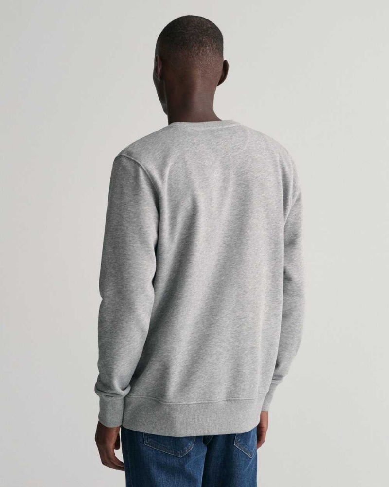 Gant Shield Crew Neck Men's Sweatshirts Grey Melange | PMJOT-7169