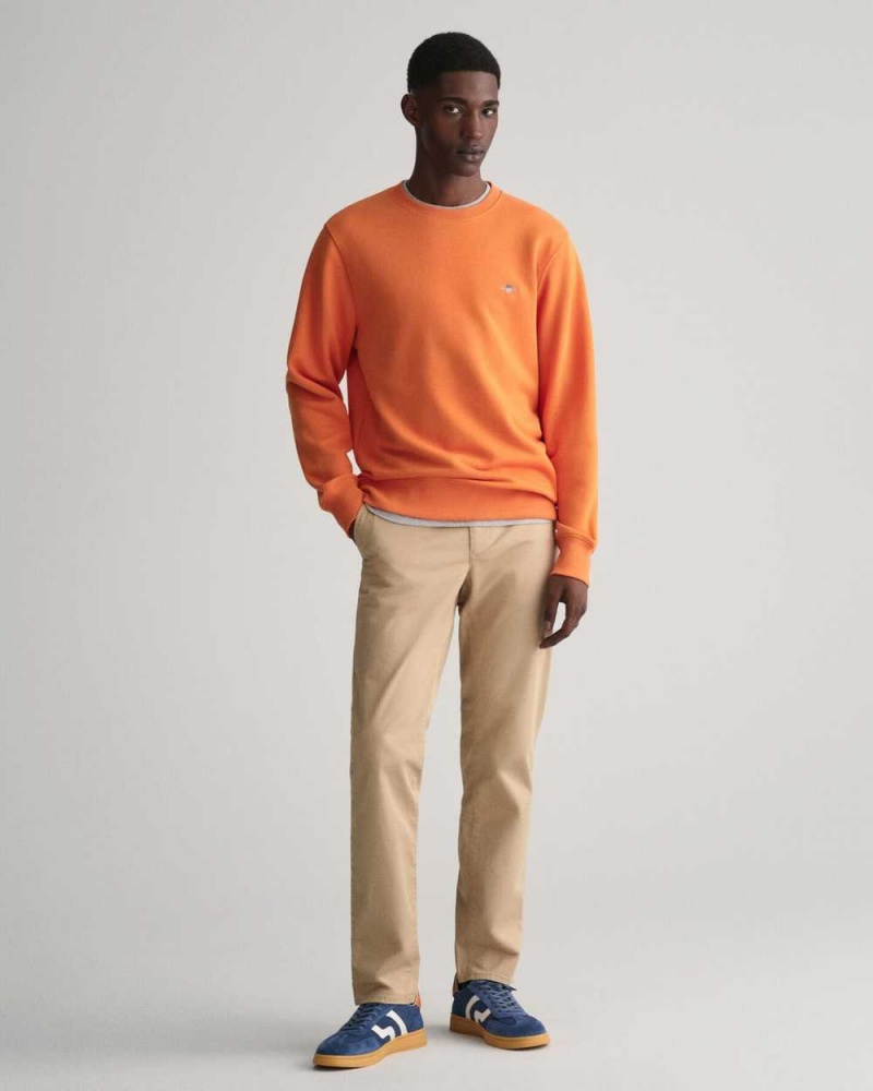 Gant Shield Crew Neck Men's Sweatshirts Pumpkin Orange | GKSTI-9265