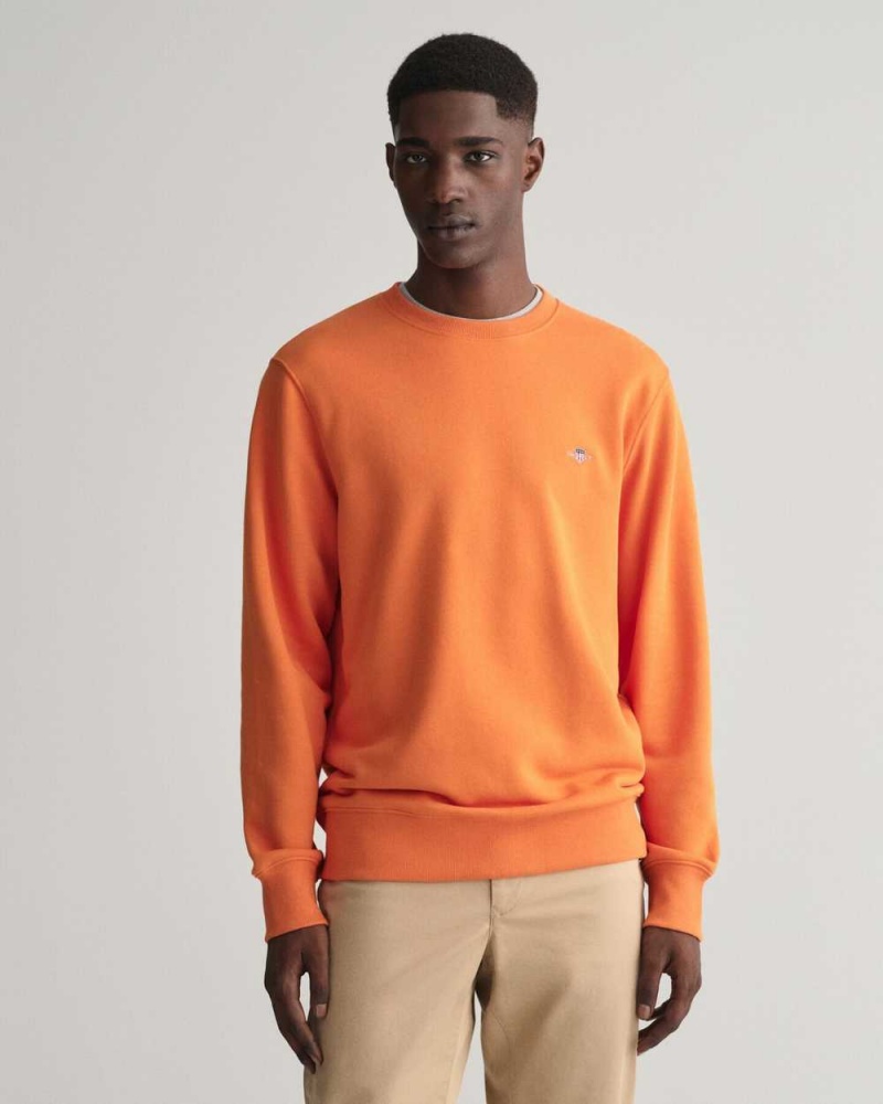 Gant Shield Crew Neck Men\'s Sweatshirts Pumpkin Orange | GKSTI-9265