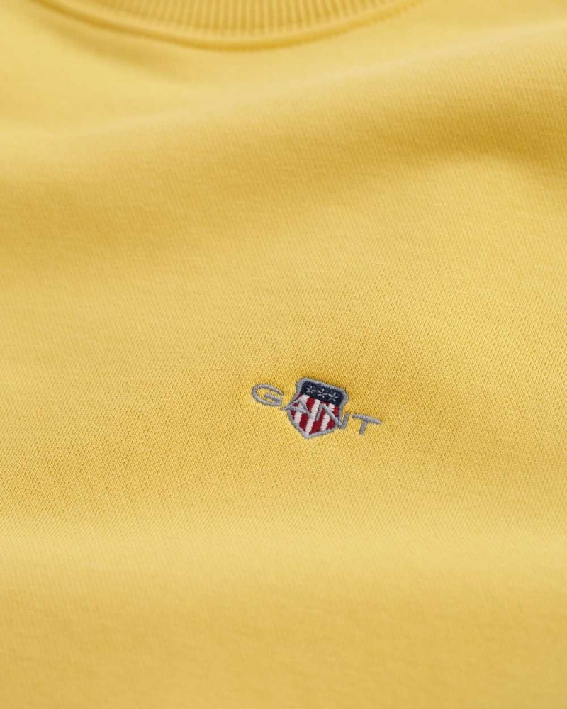 Gant Shield Crew Neck Men's Sweatshirts Parchment Yellow | OAQUM-8374