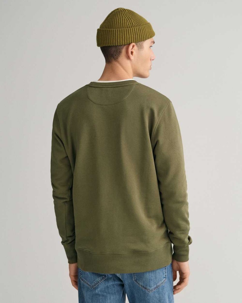 Gant Shield Crew Neck Men's Sweatshirts Racing Green | JKODS-7814