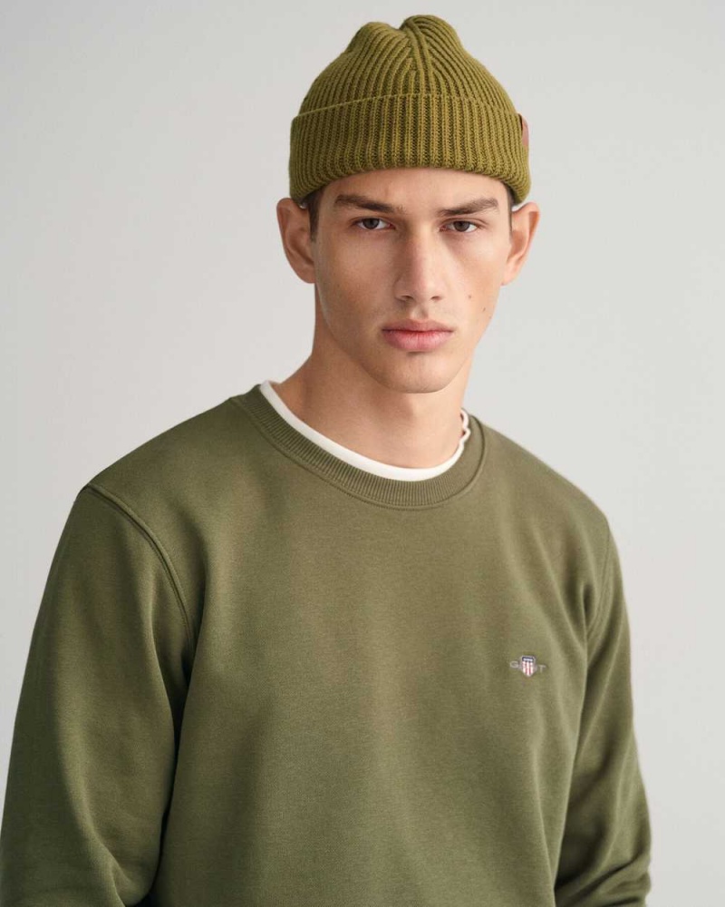 Gant Shield Crew Neck Men's Sweatshirts Racing Green | JKODS-7814