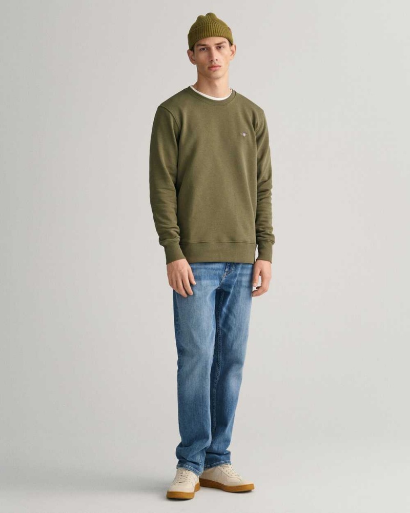 Gant Shield Crew Neck Men's Sweatshirts Racing Green | JKODS-7814