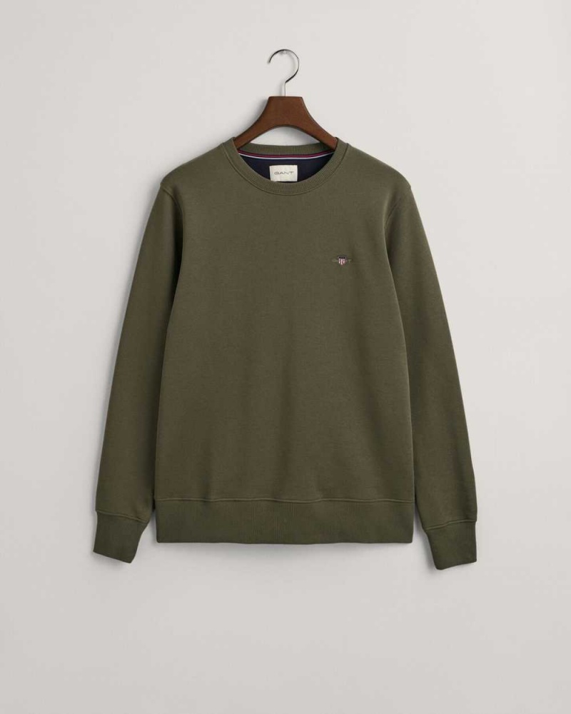 Gant Shield Crew Neck Men's Sweatshirts Racing Green | JKODS-7814