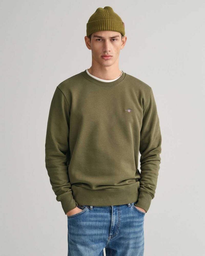 Gant Shield Crew Neck Men\'s Sweatshirts Racing Green | JKODS-7814