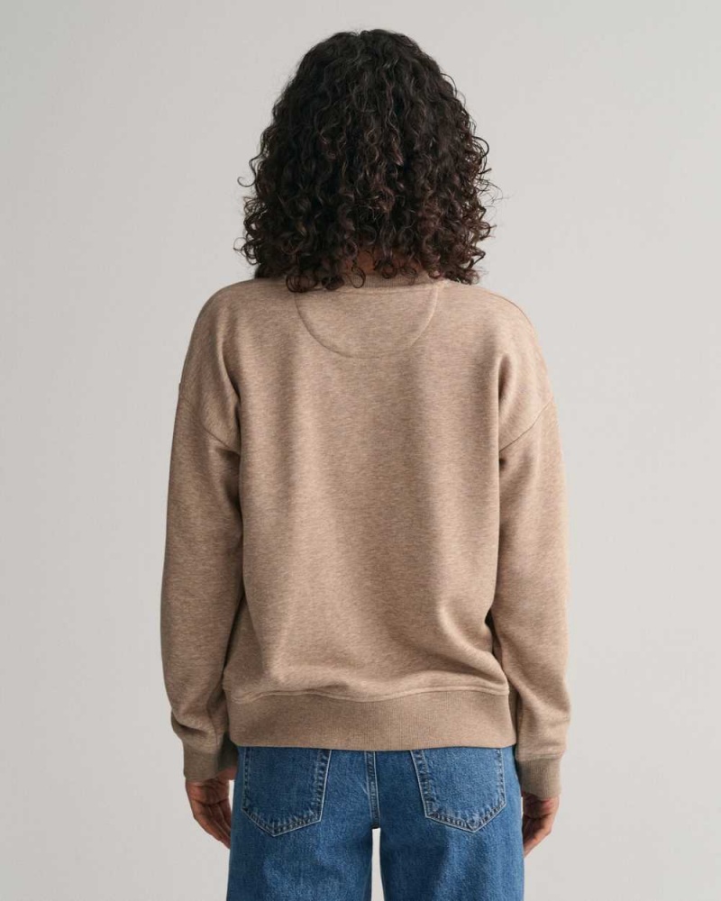 Gant Shield Crew Neck Women's Sweatshirts Desert Brown | ARVOJ-7403