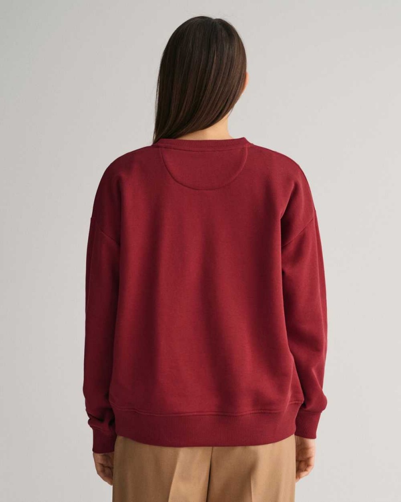 Gant Shield Crew Neck Women's Sweatshirts Plumped Red | BSANY-7968