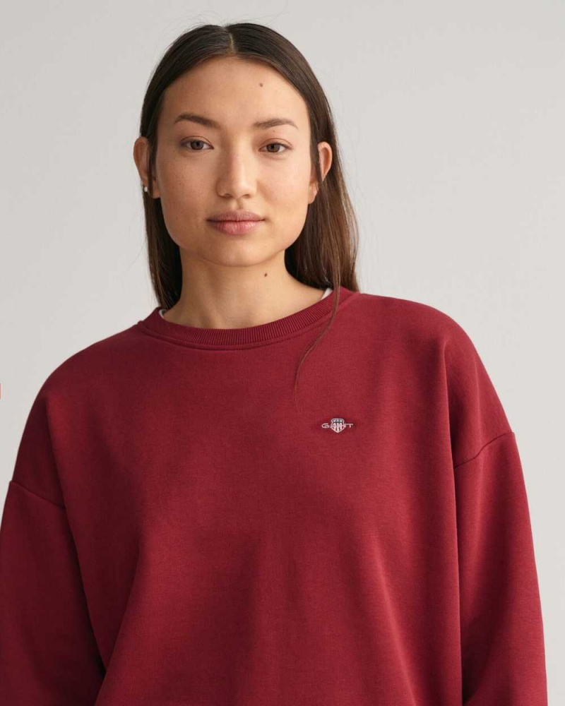 Gant Shield Crew Neck Women's Sweatshirts Plumped Red | BSANY-7968