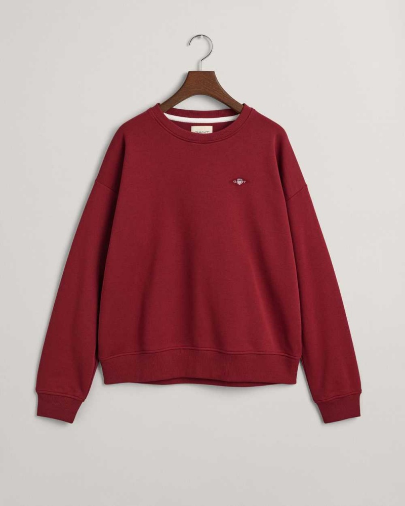 Gant Shield Crew Neck Women's Sweatshirts Plumped Red | BSANY-7968