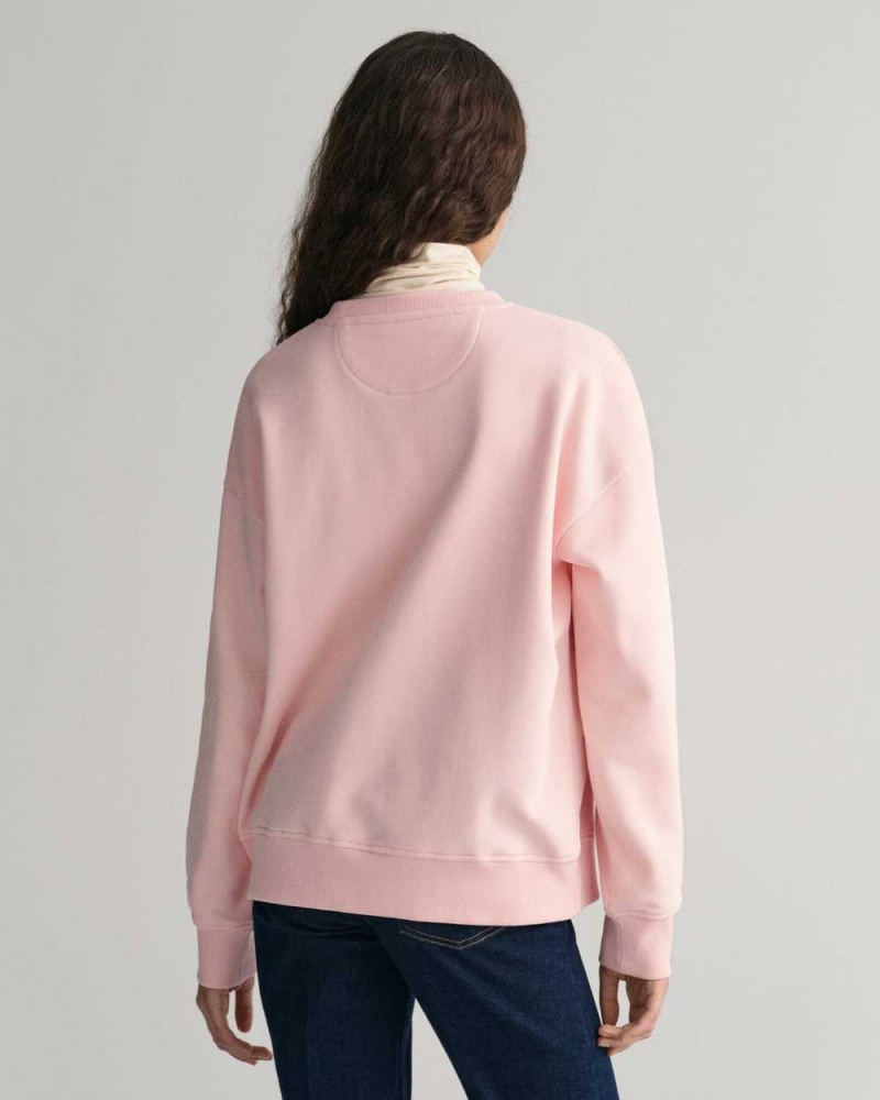 Gant Shield Crew Neck Women's Sweatshirts Faded Pink | BFHJU-7569