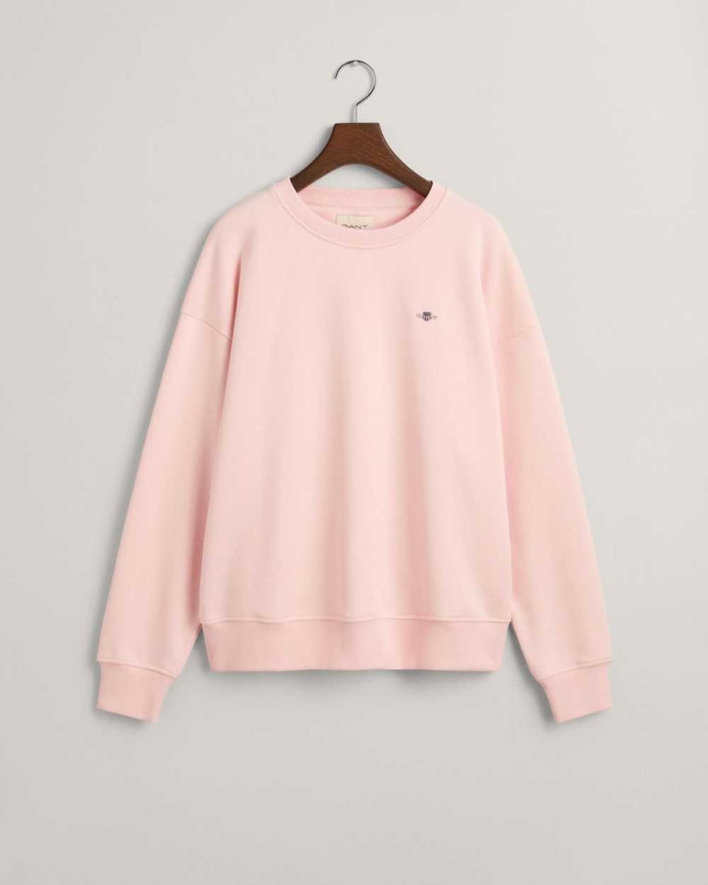 Gant Shield Crew Neck Women's Sweatshirts Faded Pink | BFHJU-7569