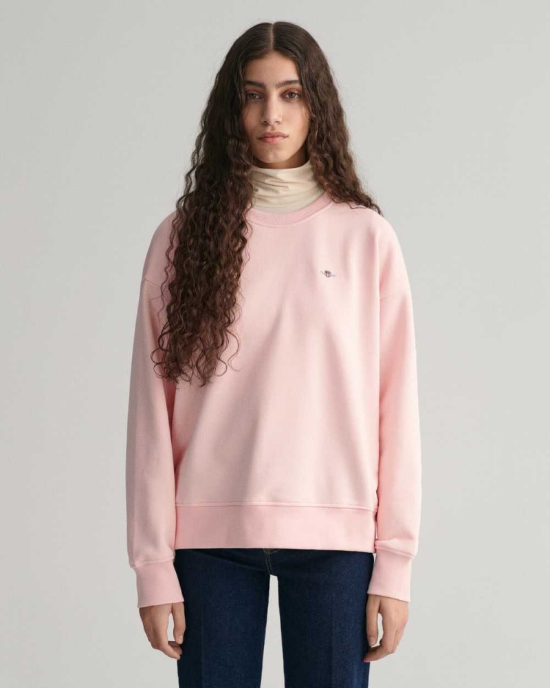 Gant Shield Crew Neck Women\'s Sweatshirts Faded Pink | BFHJU-7569