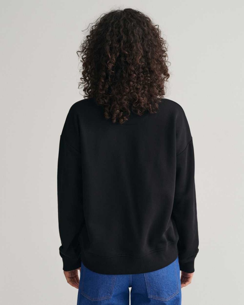 Gant Shield Crew Neck Women's Sweatshirts Black | OCFTG-6504