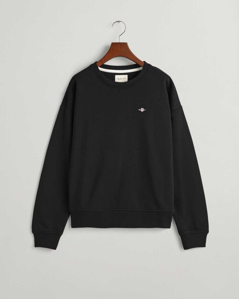 Gant Shield Crew Neck Women's Sweatshirts Black | OCFTG-6504