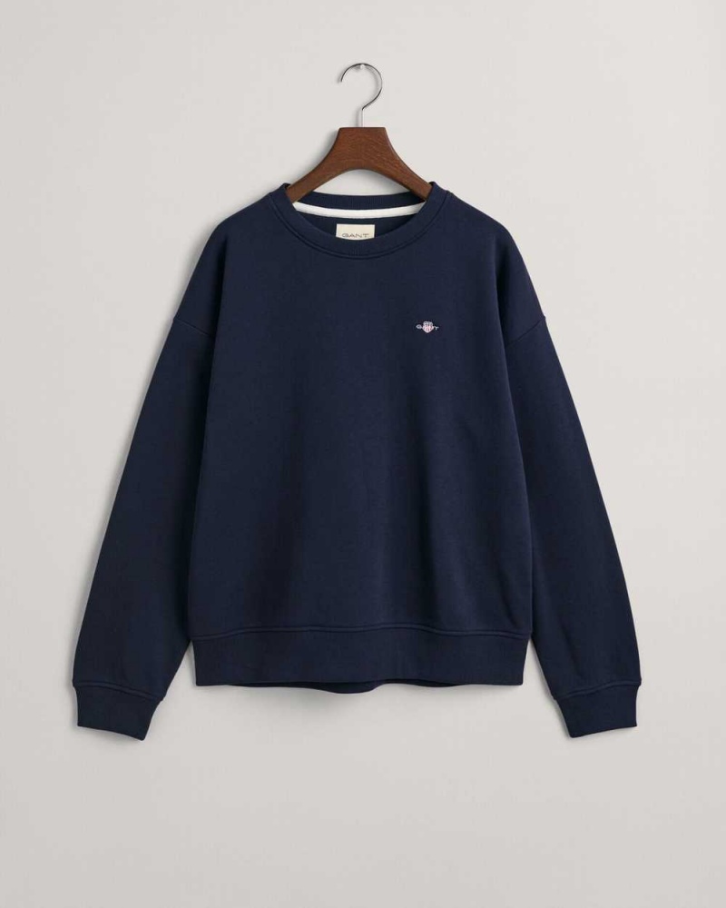 Gant Shield Crew Neck Women's Sweatshirts Evening Blue | SZDYO-4352