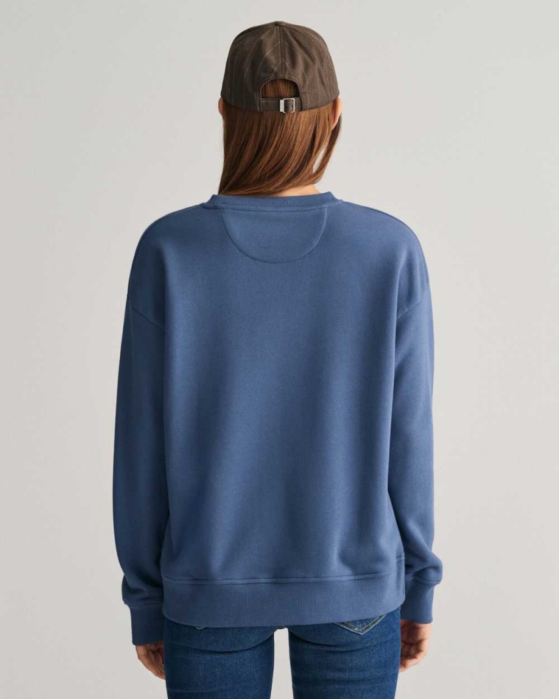 Gant Shield Crew Neck Women's Sweatshirts Dusty Blue Sea | GNTHF-5392