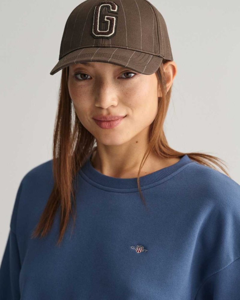 Gant Shield Crew Neck Women's Sweatshirts Dusty Blue Sea | GNTHF-5392