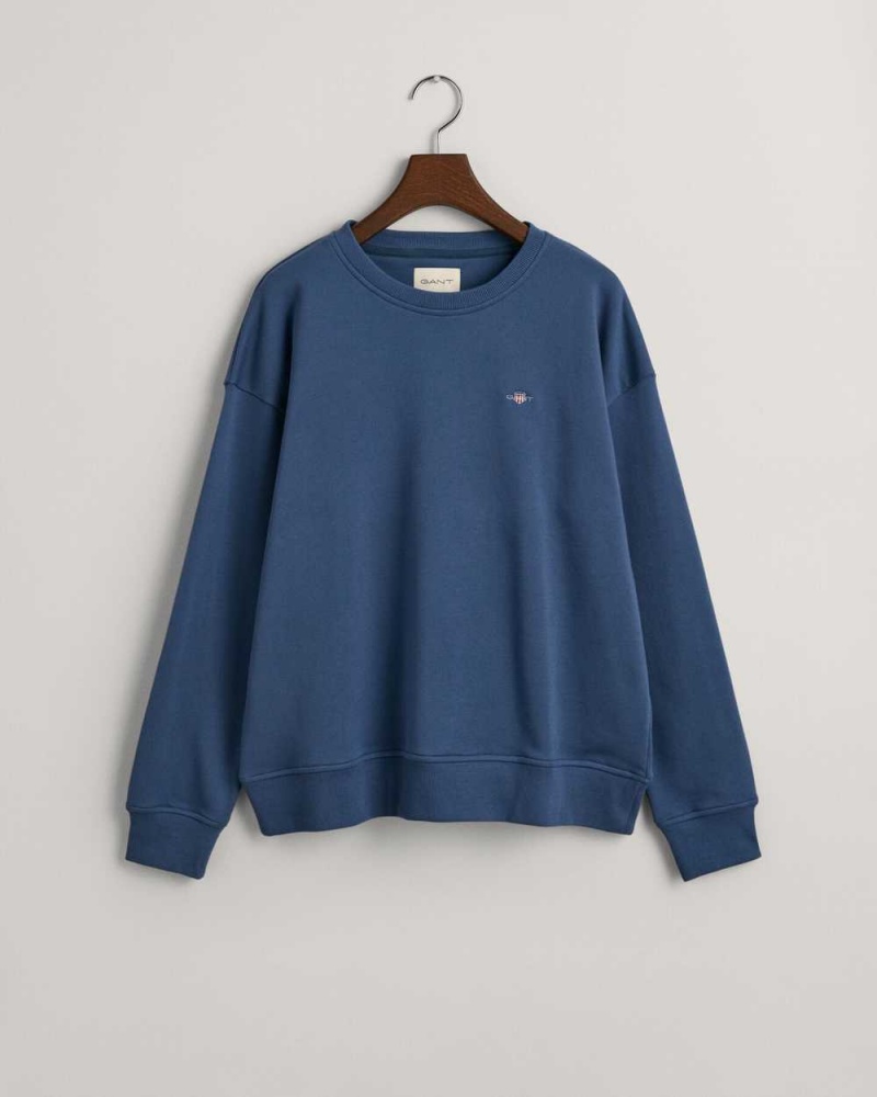 Gant Shield Crew Neck Women's Sweatshirts Dusty Blue Sea | GNTHF-5392