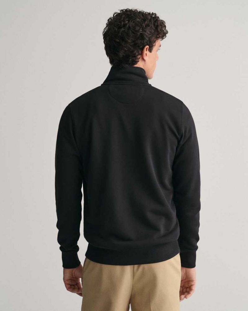 Gant Shield Half-Zip Men's Sweatshirts Black | VHPCY-2634