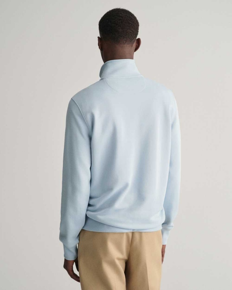 Gant Shield Half-Zip Men's Sweatshirts Blue | BQKNL-3792