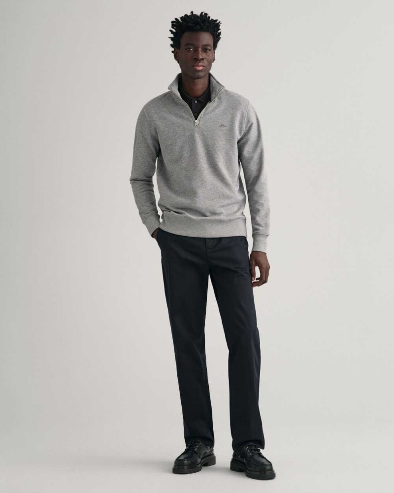 Gant Shield Half-Zip Men's Sweatshirts Grey Melange | ERFXG-8931