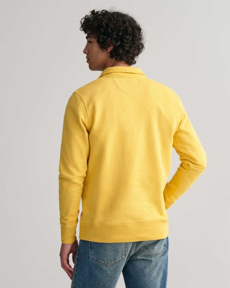 Gant Shield Half-Zip Men's Sweatshirts Parchment Yellow | EJTIV-4279