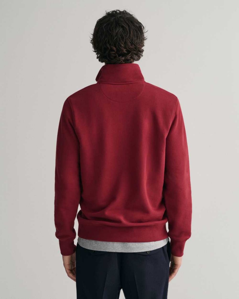 Gant Shield Half-Zip Men's Sweatshirts Plumped Red | RVPAF-8469