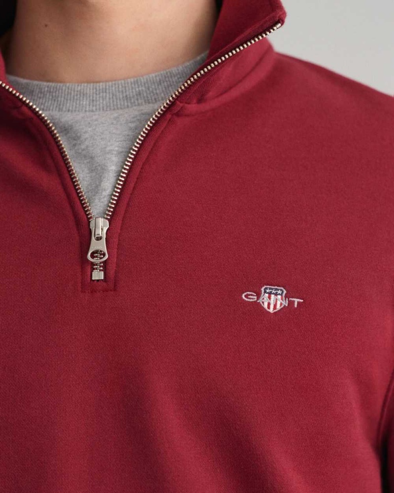 Gant Shield Half-Zip Men's Sweatshirts Plumped Red | RVPAF-8469