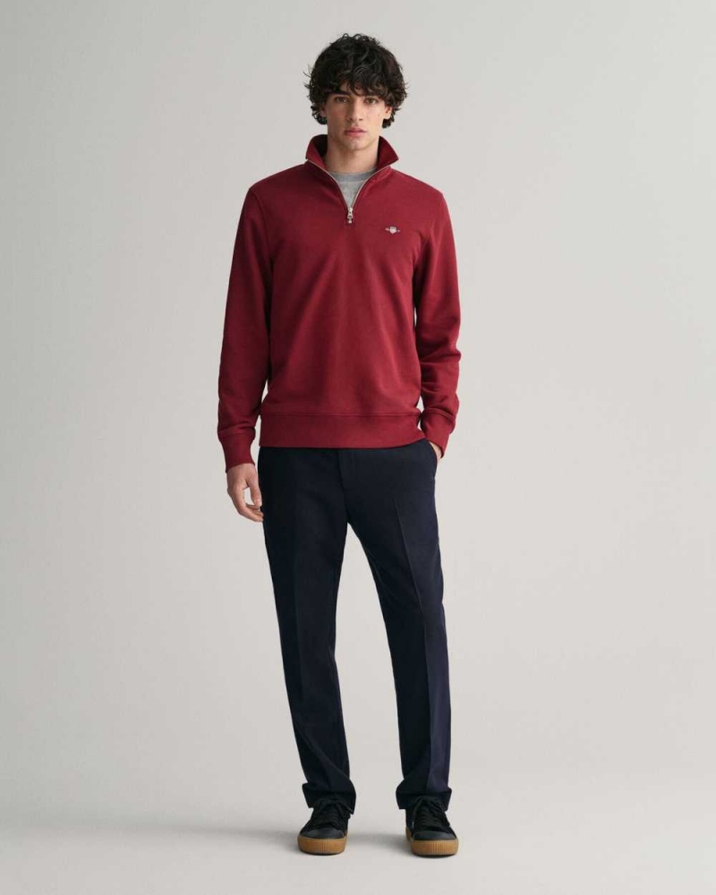 Gant Shield Half-Zip Men's Sweatshirts Plumped Red | RVPAF-8469