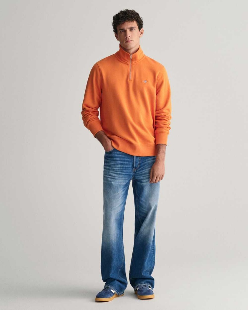 Gant Shield Half-Zip Men's Sweatshirts Pumpkin Orange | ZCDLB-5798