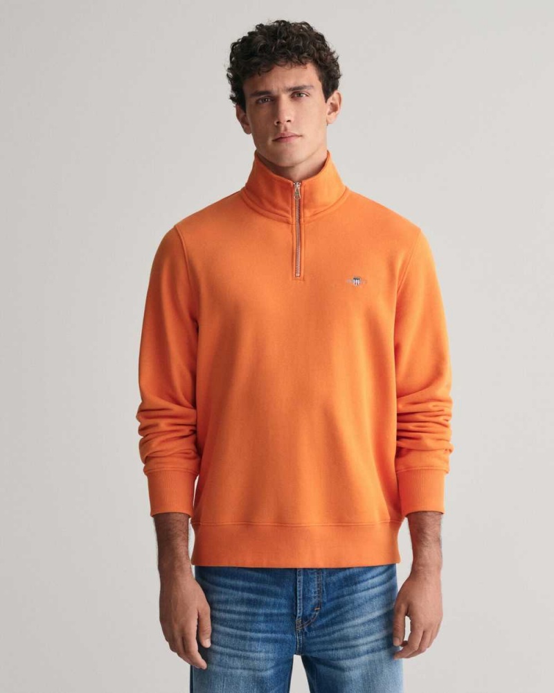 Gant Shield Half-Zip Men\'s Sweatshirts Pumpkin Orange | ZCDLB-5798