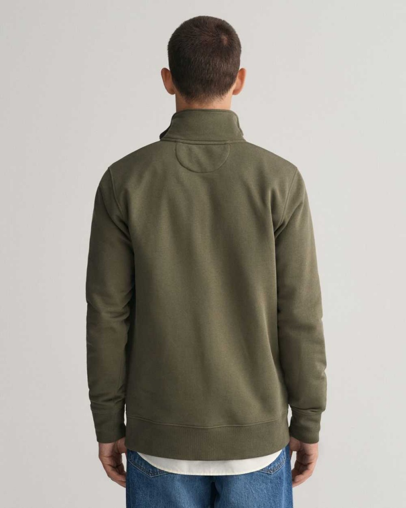 Gant Shield Half-Zip Men's Sweatshirts Racing Green | UQCMO-3918