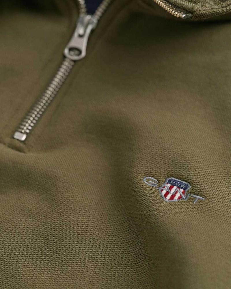 Gant Shield Half-Zip Men's Sweatshirts Racing Green | UQCMO-3918