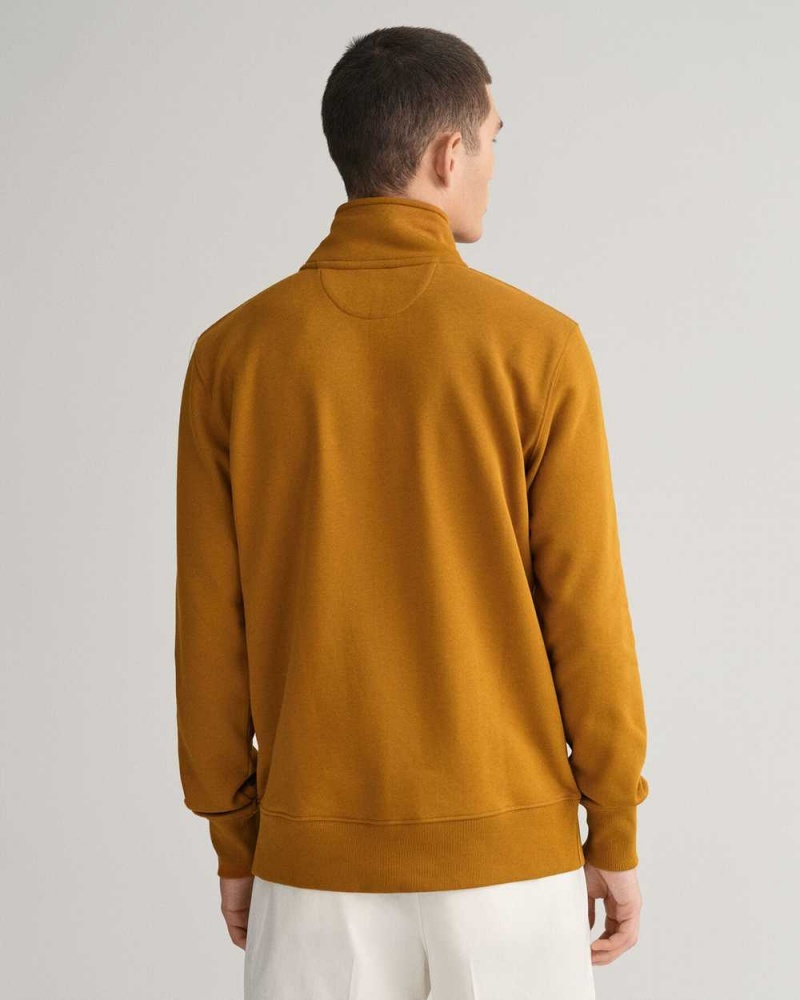 Gant Shield Half-Zip Men's Sweatshirts Warm Brown | RPBUW-0512