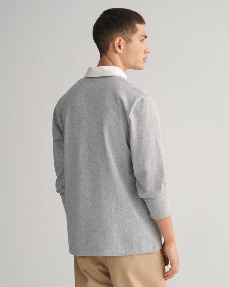 Gant Shield Heavy Rugger Men's Shirts Grey Melange | HLXRV-8107